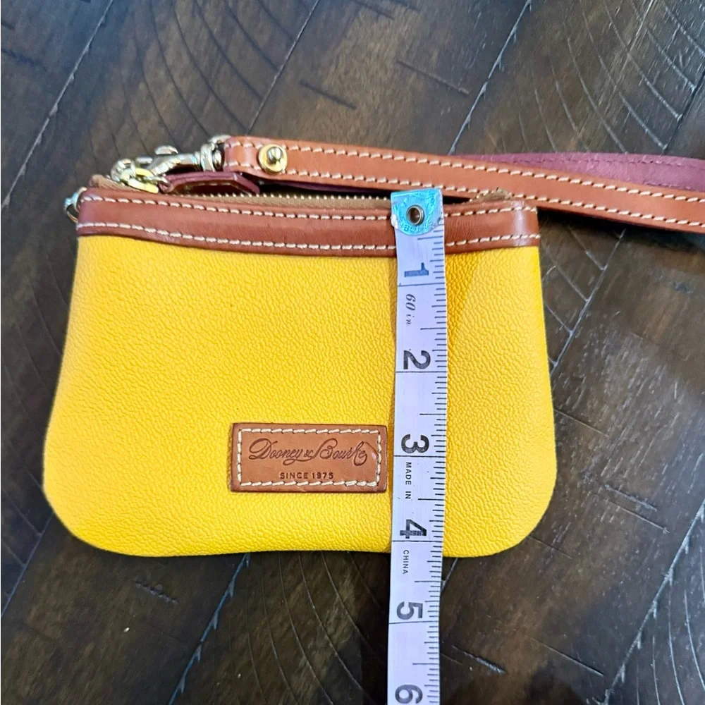 Dooney & Bourke Yellow and Brown Leather Keychain Pouch - Picture 5 of 6